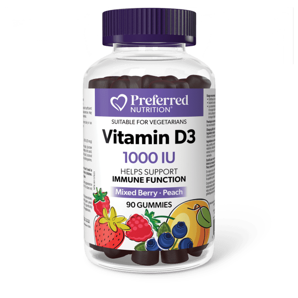 Vitamin D3  1000 IU  90 Gummies Mixed Berry · Peach, image-hi-res