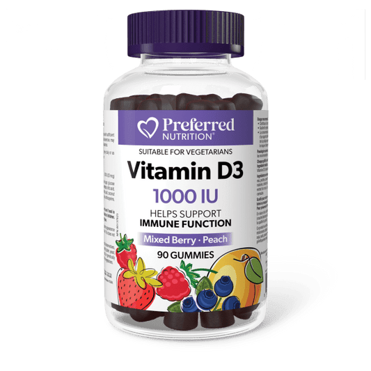 Vitamin D3  1000 IU  90 Gummies Mixed Berry · Peach, image-hi-res